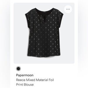Stitch Fix Papermoon Reece Mixed Material Black Foil Gold Print Top Large